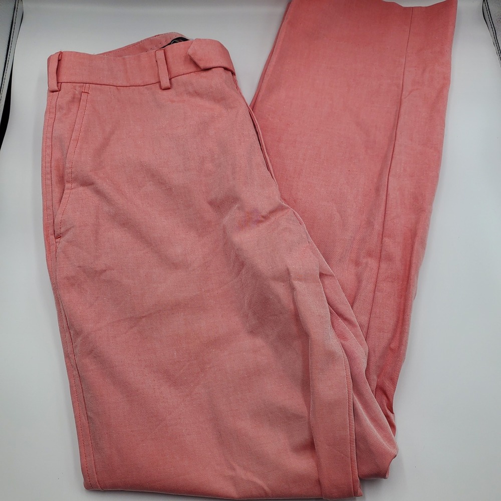 Brooks Brothers Fitzgerald Coral Pink Chino Pants Mens W34(32)x32(31) Flat Front